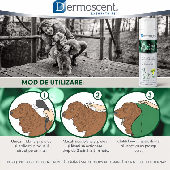 Dermoscent PYOclean Shampoo – Șampon Antimicrobian pentru Câini și Pisici – 200 ml